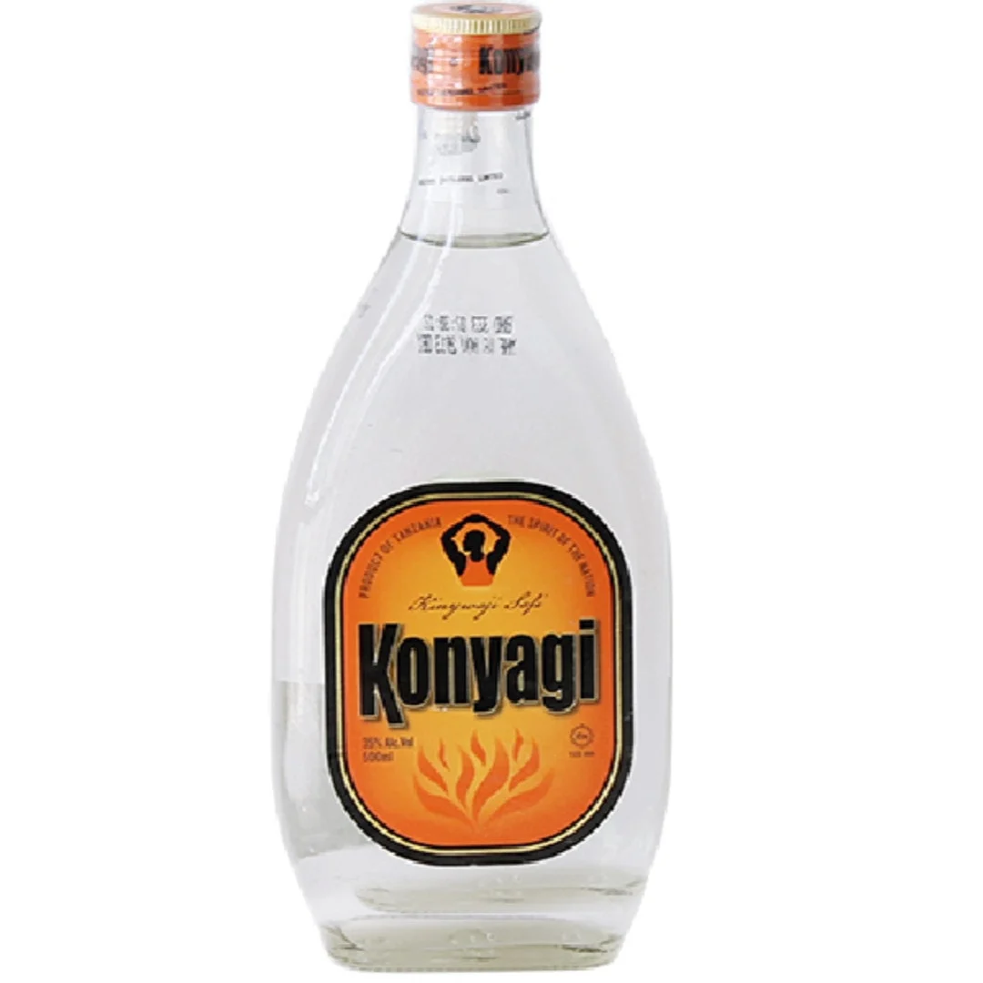Konyagi 250ml known for its smooth taste and affordability. Made from sugarcane, it offers a gin-like experience, perfect for casual drinking or mixing.